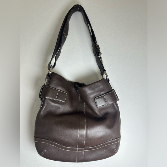 Vintage Coach Brown Leather Soho slim Duffel Shoulder Purse - Picture 1 of 11